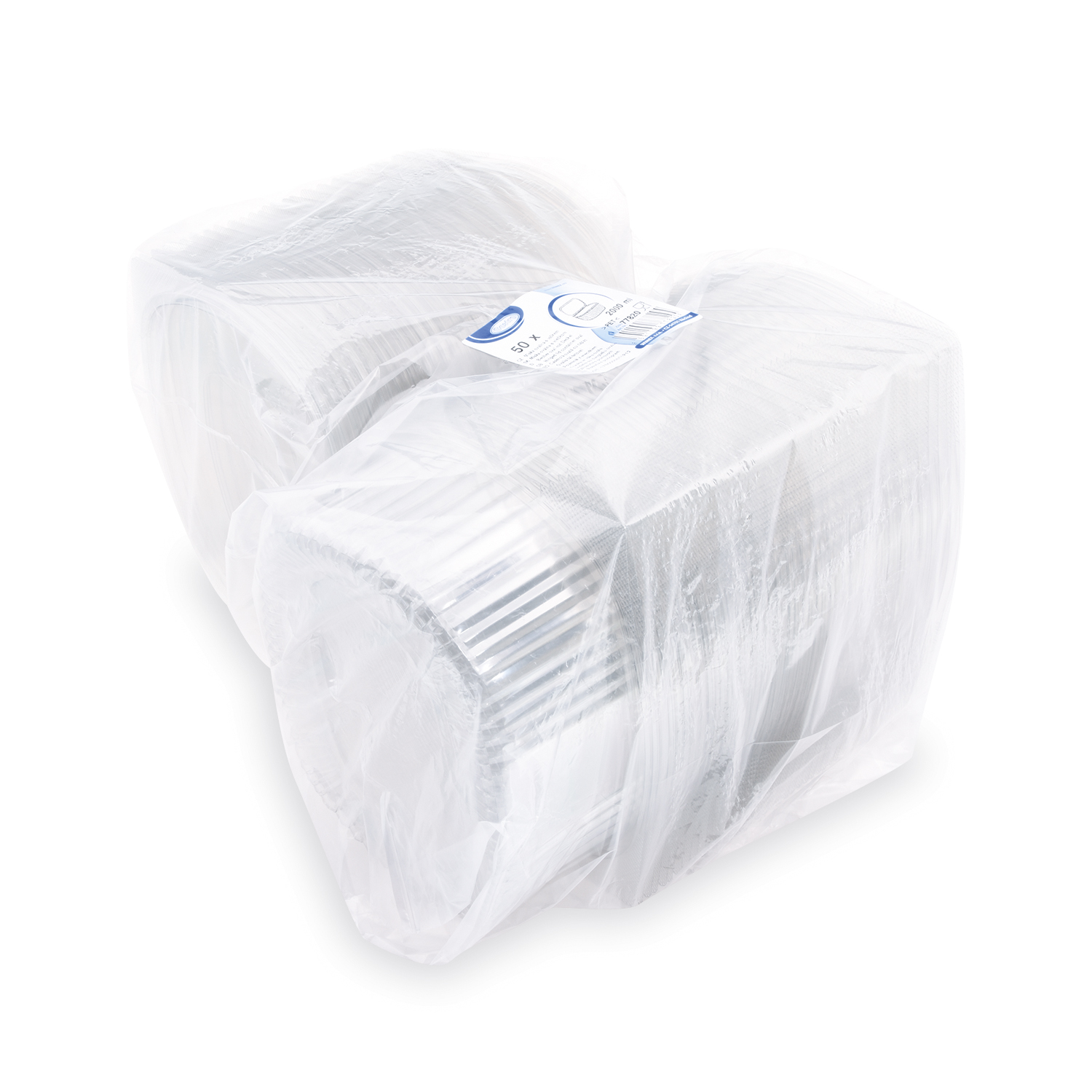 Feinkostbecher (rPET) mit Deckel oval klar 2000ml - 50 Stück