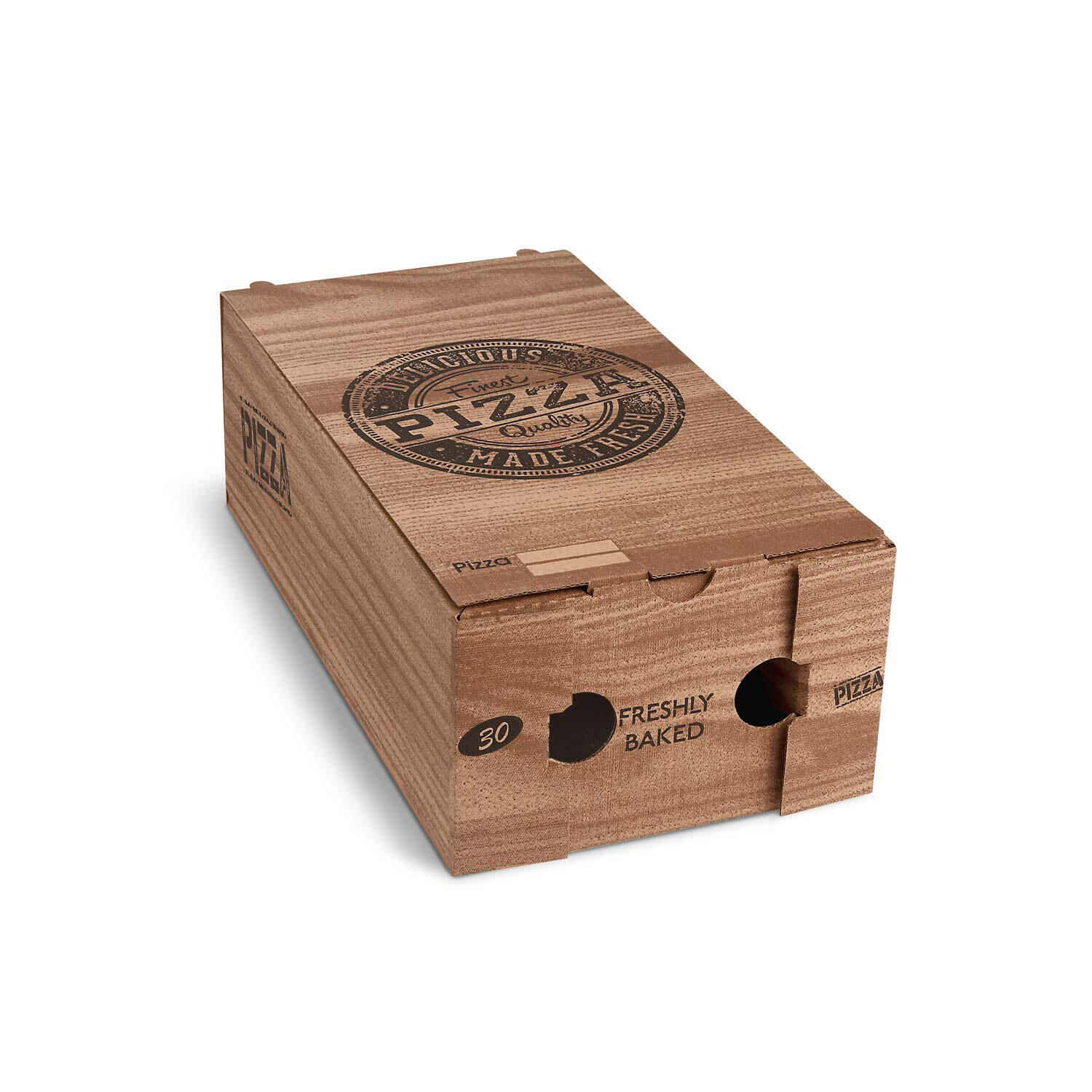 100x Calzone Pizzakarton 16 x 30 x 10 cm R4 kraft bedruckt aus Mikrowellpappe
