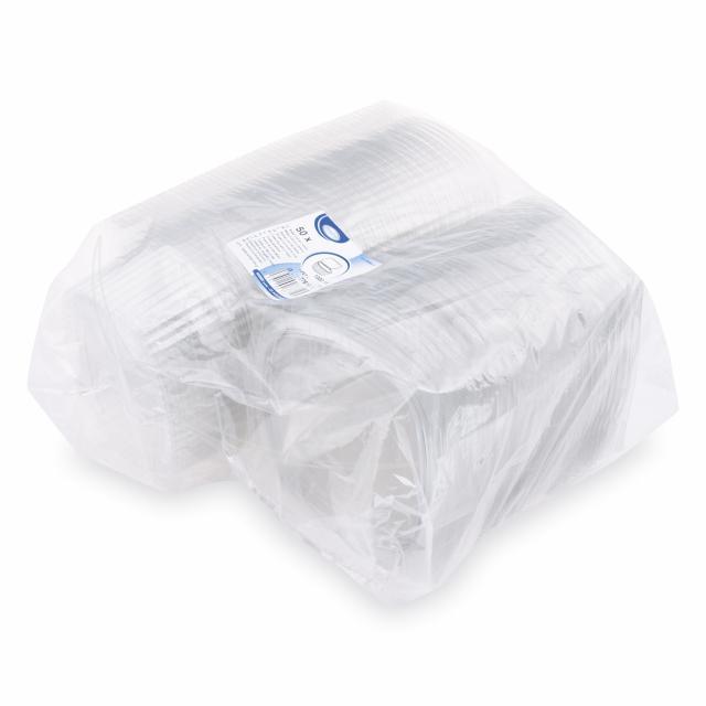 Feinkostbecher (rPET) mit Deckel oval klar 1000ml - 50 Stück