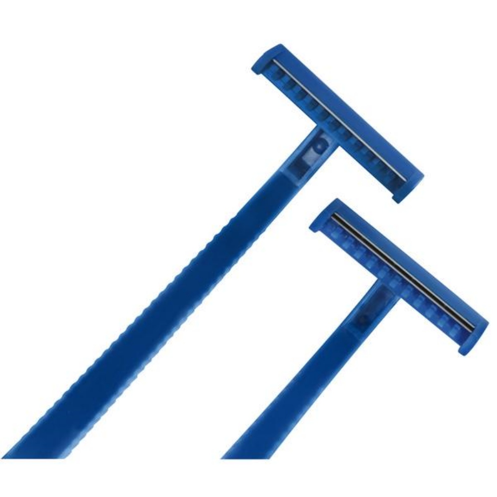 Einmal-Rasierer zweischneidig, mit Klingenschutz, blau 100 Stück
