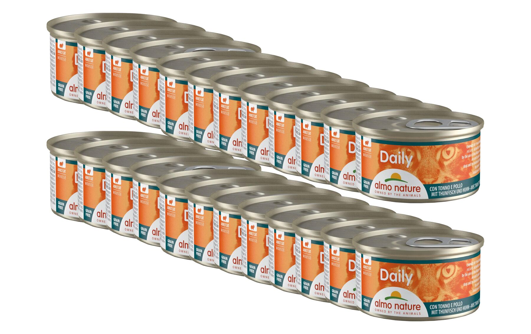 Almo Nature Nassfutter Daily Mousse mit Thunfisch und Huhn, 24 x 85 g