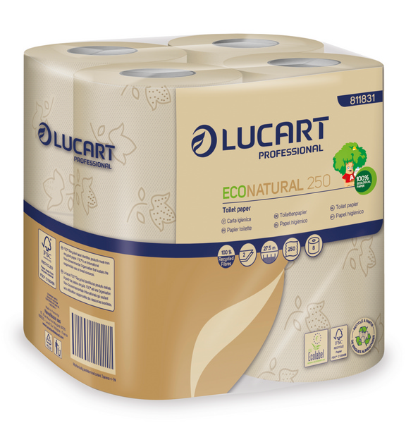 Lucart Eco Natural Toilettenpapier Kleinrollen 250 Blatt 2-lagig