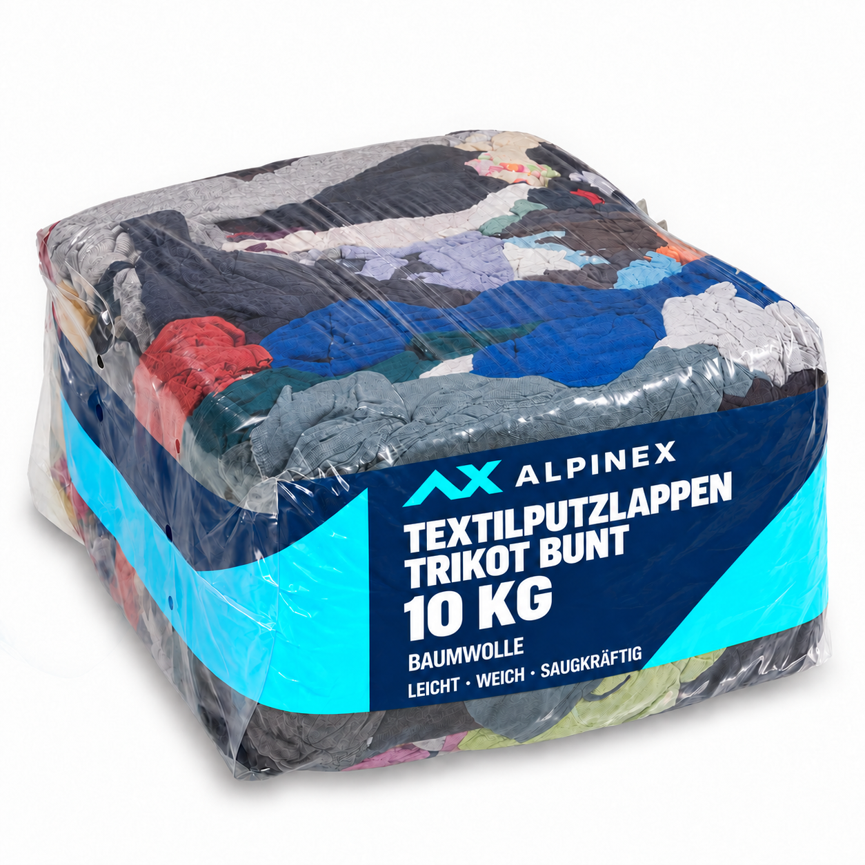 60 Packs Alpinex Trikot-Putzlappen bunt à 10 kg, Vollpalette
