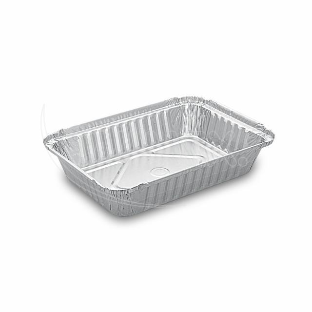 Alu-Schale eckig 220 x 155 x 40 mm, 820 ml, Packung mit 100 Stück für Take-away und Catering