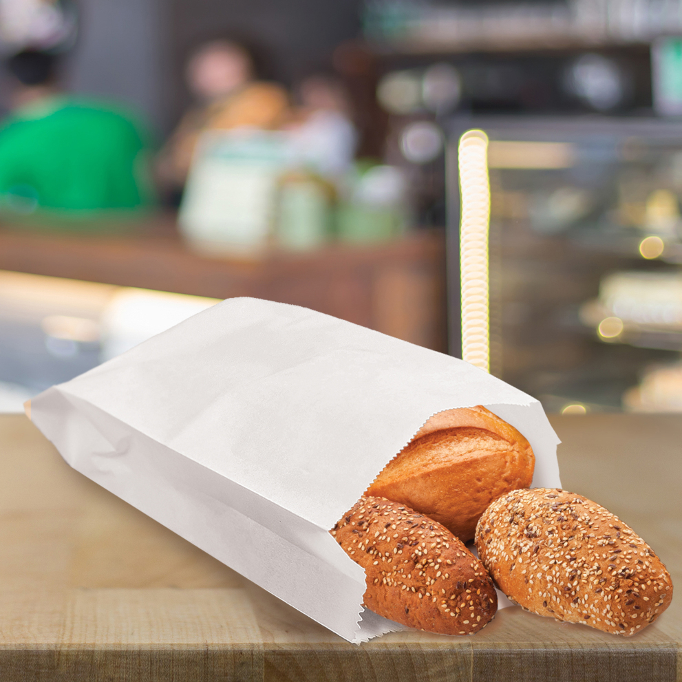 Papierfaltenbeutel (FSC Mix) weiß 12+5 x 24 cm 1kg - 100 Stück