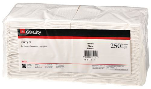 Servietten Party 24x24cm weiss 250 Stück QUALITY 992572