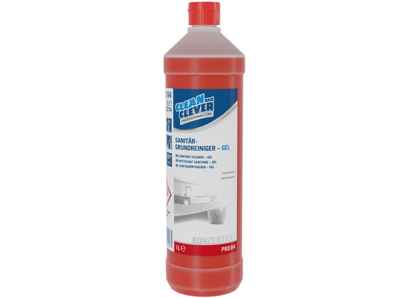 CLEAN and CLEVER Sanitärgrundreiniger-Gel PRO 84, 12 Flaschen à 1 Liter