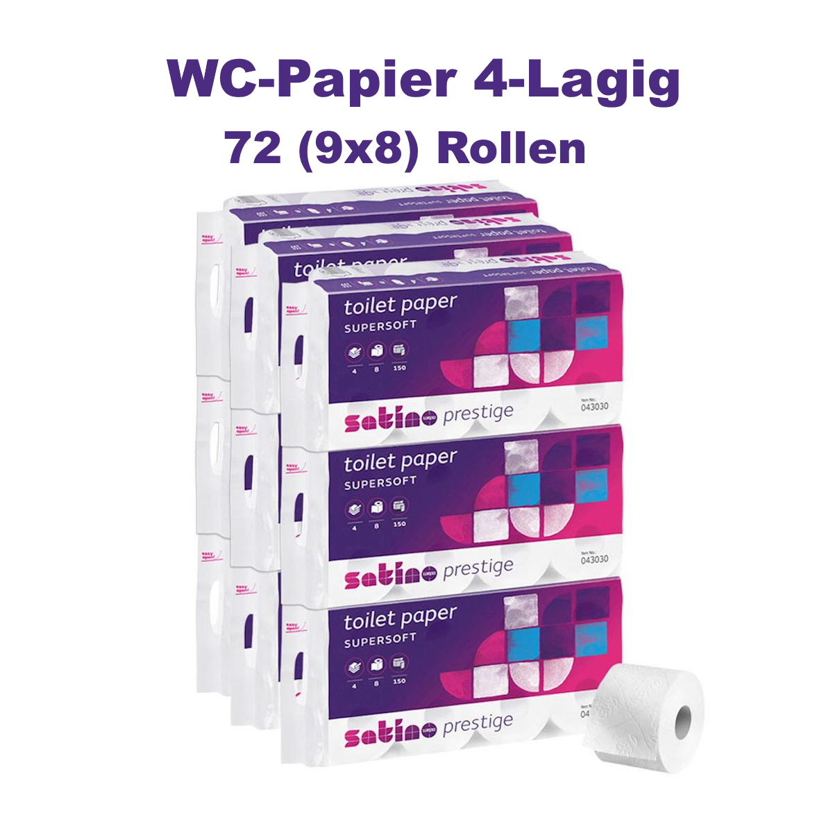 72 Ro. Toilettenpapier Satino Prestige 4-lagig hochweiss - 1 Sack 043030