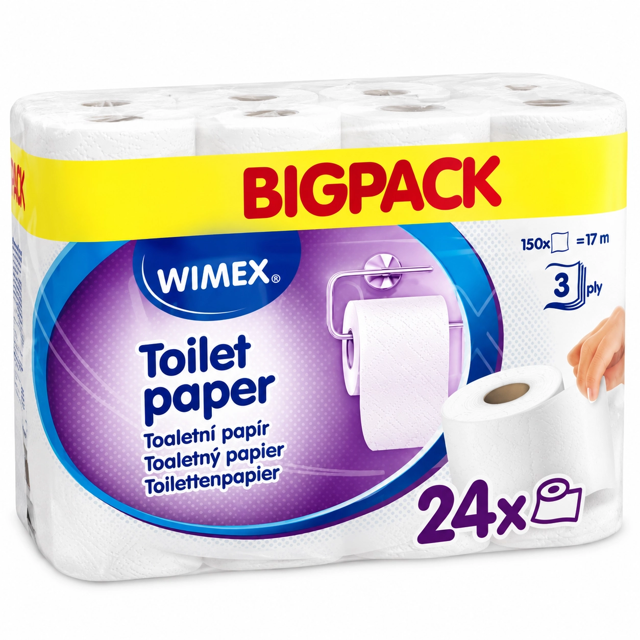 24x Toilettenpapier 3-lagig 100% Zellstoff Hochweiss - 150 Blatt