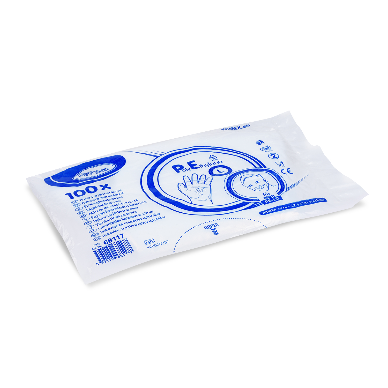 Einweghandschuh LDPE transparent Grösse L, Packung mit 100 Stück