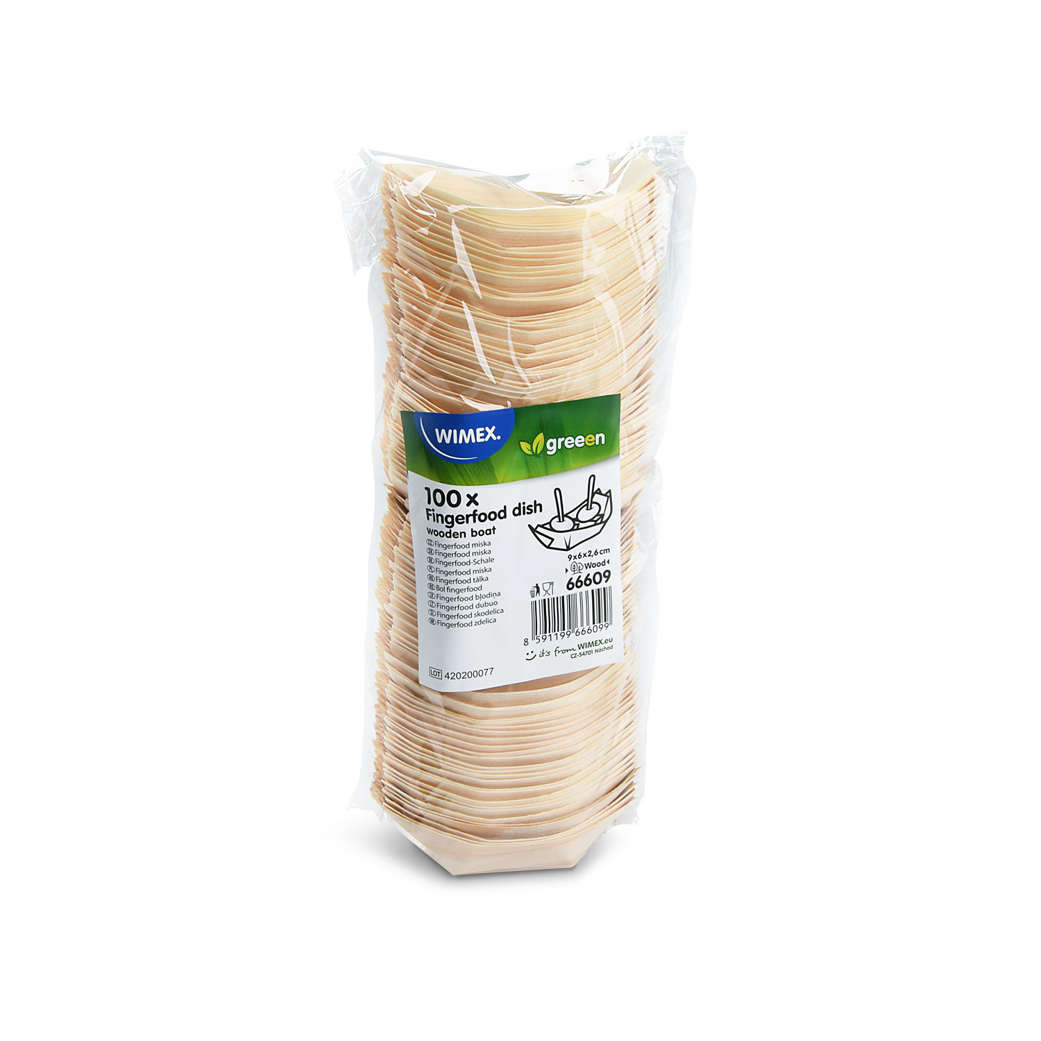 Fingerfood-Schale aus Holz Schiffchen 9 x 6 cm - 100 Stück