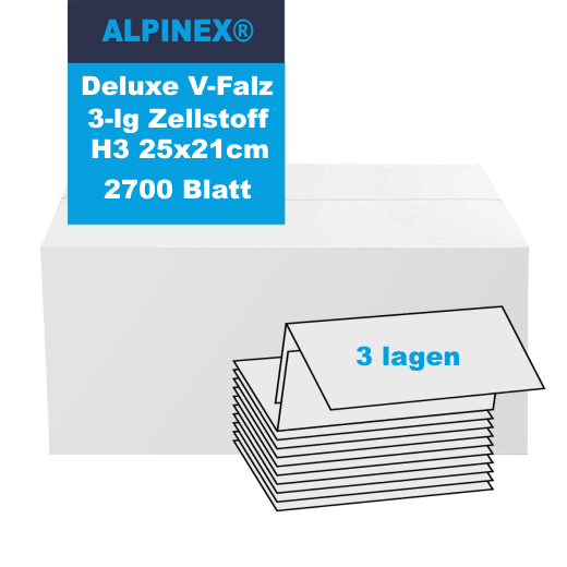 Premium Faltpapier AlpineX® V-Falz 2-lagig - 4000 Blatt H3