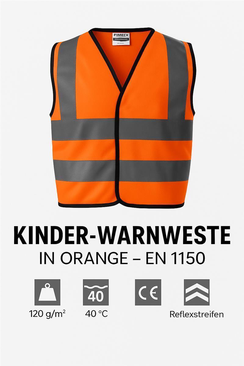 Kinder-Warnweste in Orange - EN1150, 17353, 13688 Orange S