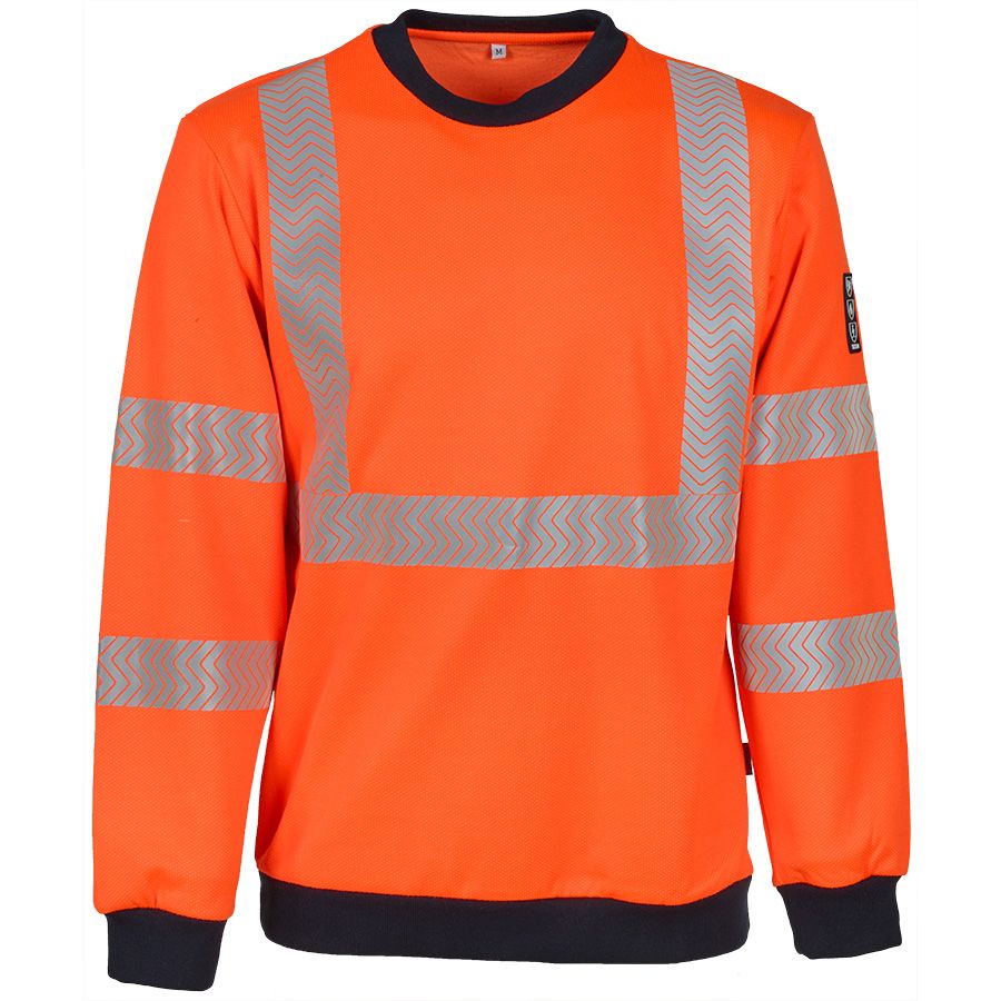 Warnschutz-Sweatshirt mit Störlichtbogenschutz KUROW, leuchtorange/dunkelblau - Grösse S
