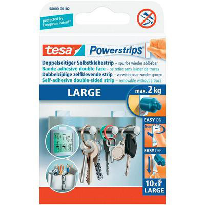 Powerstrips Large 10 Stück ablösbar, Belastbarkeit 2kg TESA 580000010