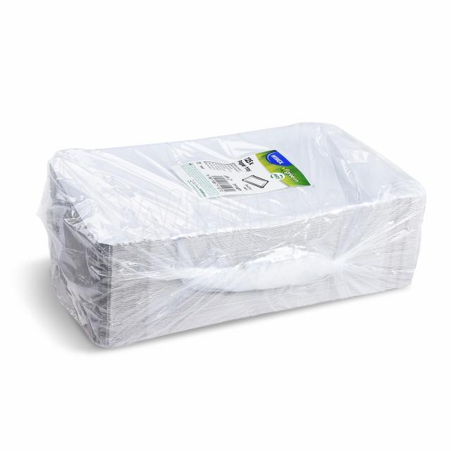 Pappteller aus Papier-Recycling weiss 21 x 29 cm für Buffet und Take-away, 125 Stück