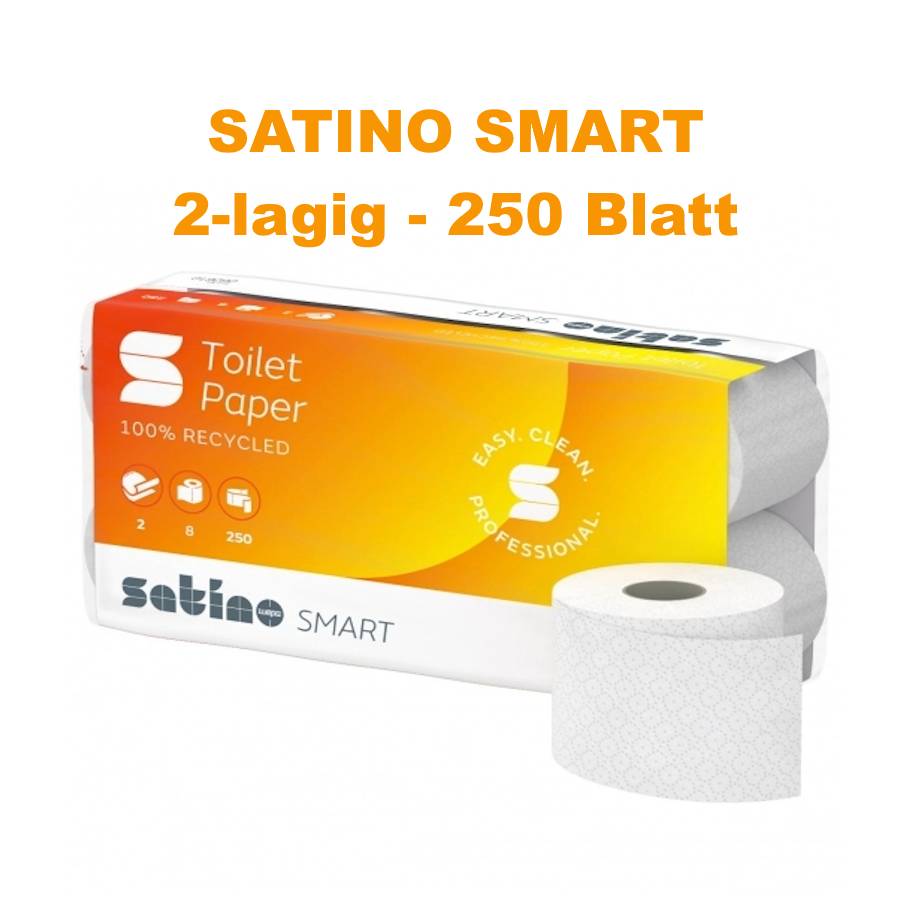 Satino Smart Toilettenpapier 2-lagig Weiss - 1 Pack à 8 Rollen