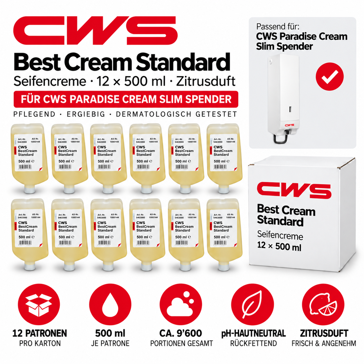 CWS 1000144 Best Cream Standard für Paradise Cream Slim – 12 x 500 ml