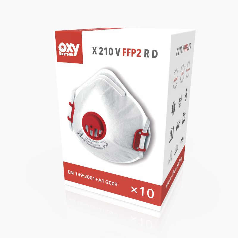 60 OxyLine Atemschutzmasken FFP2 X210 RD mit Ausatemventil