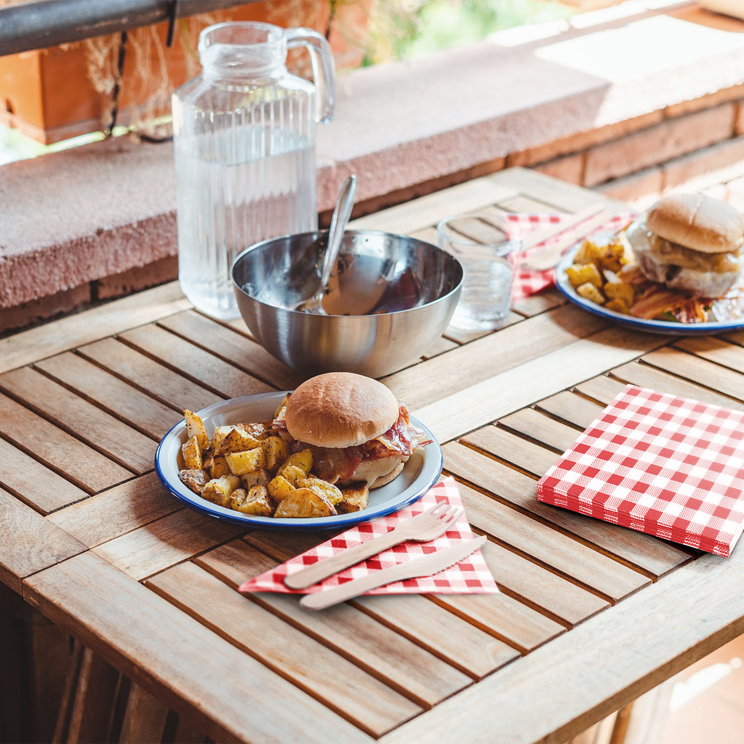 Serviette 1-lagig Karo rot 33 x 33 cm - 100 Stück