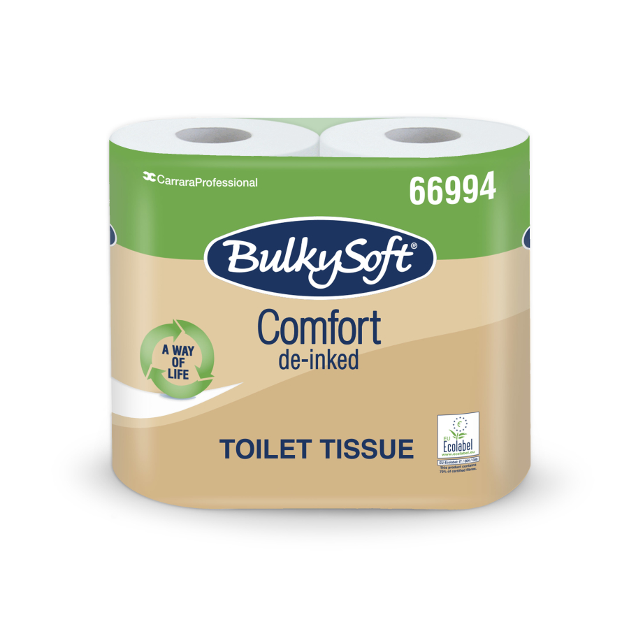 Toilettenpapier Comfort Bulkysoft, weiss, recycling, 500 Blatt, 2-lagig 9,5x10,5cm - Karton à 40 Rollen