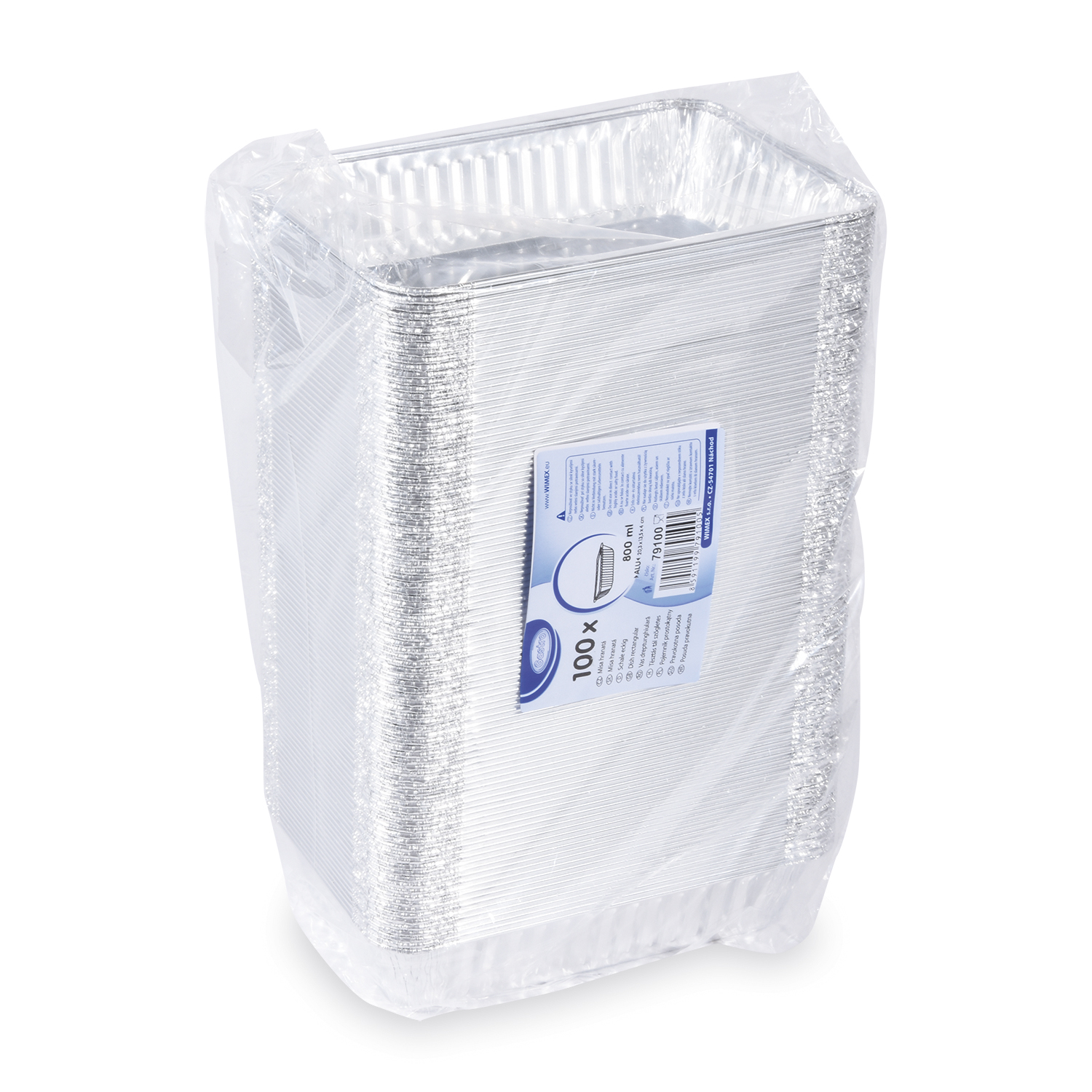 Schale (ALU) eckig 203 x 135 x 40 mm 800ml für Pasta - 100 Stück