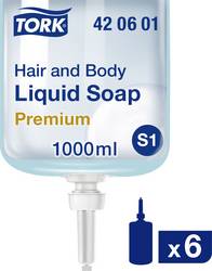 Tork 420601 Hair & Body Flüssigseife (Kosmetikprodukt) S1 - Karton à 6 Patronen