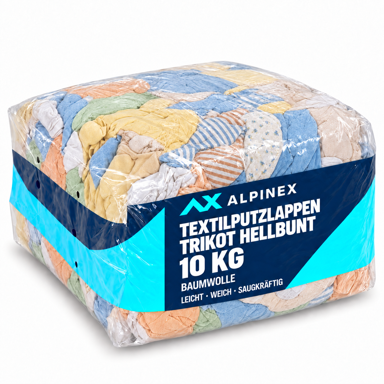 10 kg Alpinex Trikot-Putzlappen hellbunt im Einzelpack