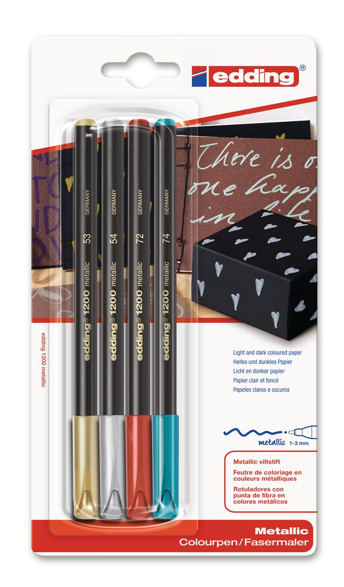 Faserschreiber 1200 Met. 1-3mm 4 Stück ass. Etui EDDING 1200METBL