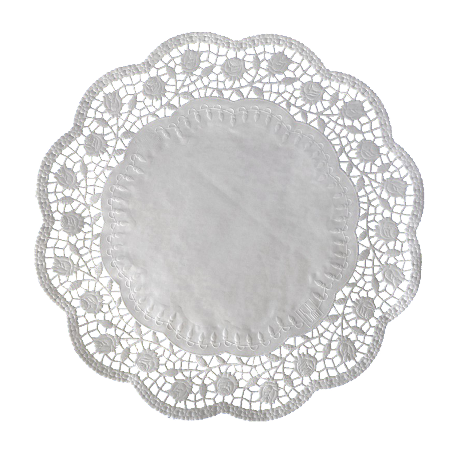 Deko-Tortenspitze (PAP) rund weiß 40cm - 100 Stück