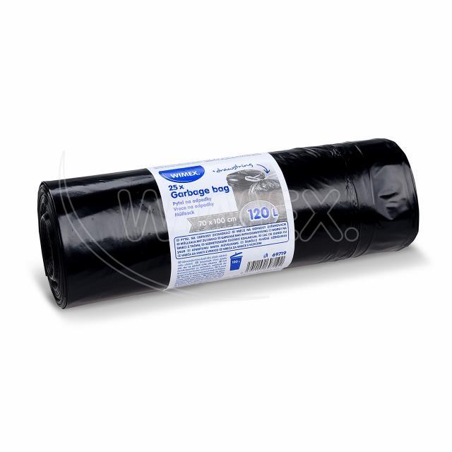 Müllsack aus LDPE schwarz mit Zugband 70 x 100 cm, 120 l, Packung mit 25 Stück