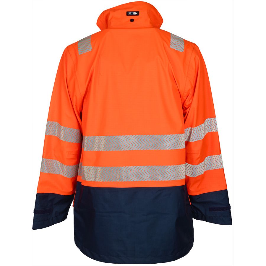 Warnschutz-Regenjacke mit Störlichtbogenschutz SIOEN TORVIK, leuchtorange/dunkelblau