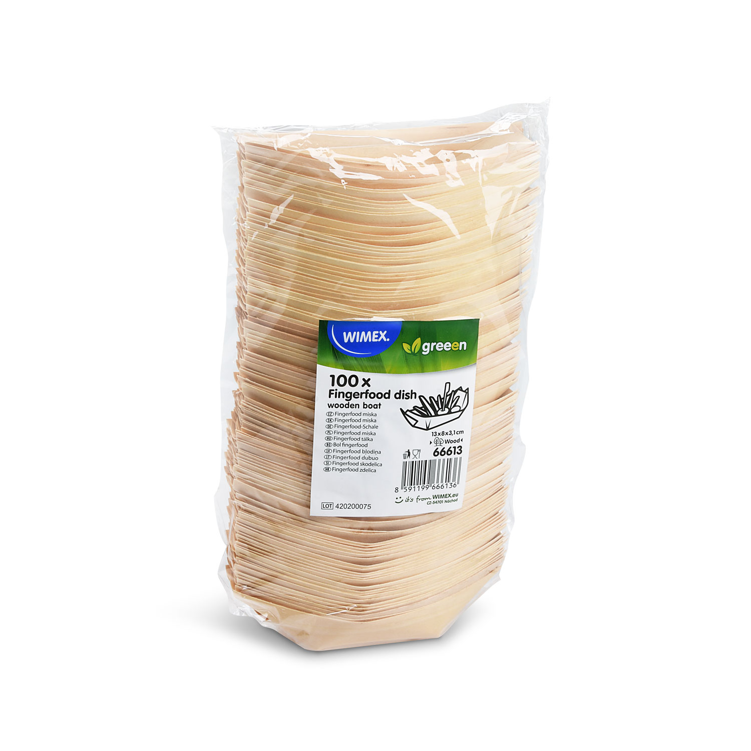 Fingerfood-Schale aus Holz Schiffchen 13 x 8 cm - 100 Stück