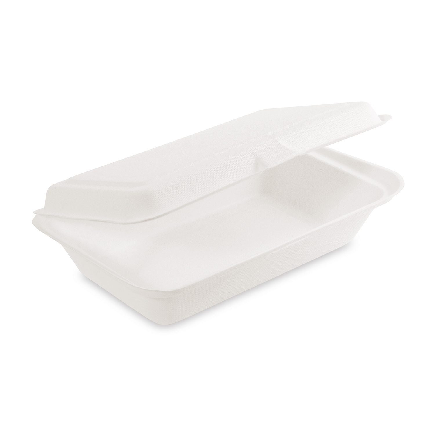 Lunch-Box aus Zuckerrohr-Bagasse, ungeteilt, 1100 ml, 250 x 162 x 63 mm, Packung mit 50 Stück