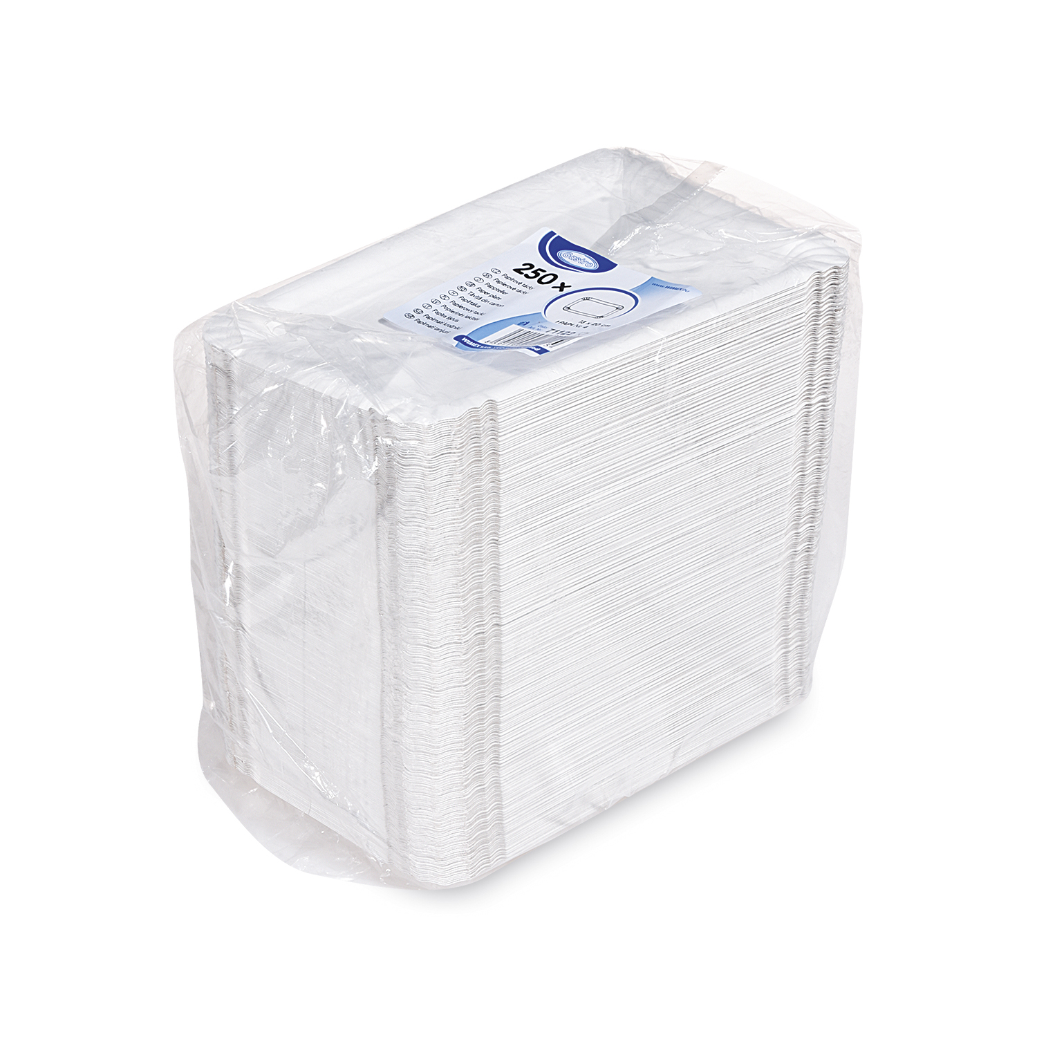 Pappteller aus PAP FSC Mix-Recy weiss 13 x 20 cm für Service, Buffet und Take-away, Packung à 250 Stück