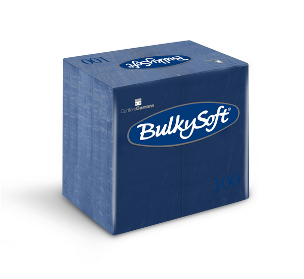 Servietten Dinner Bulkysoft 3-lagig blau 40x40cm, 1/8 Falz Kopffalz-1000 Stück