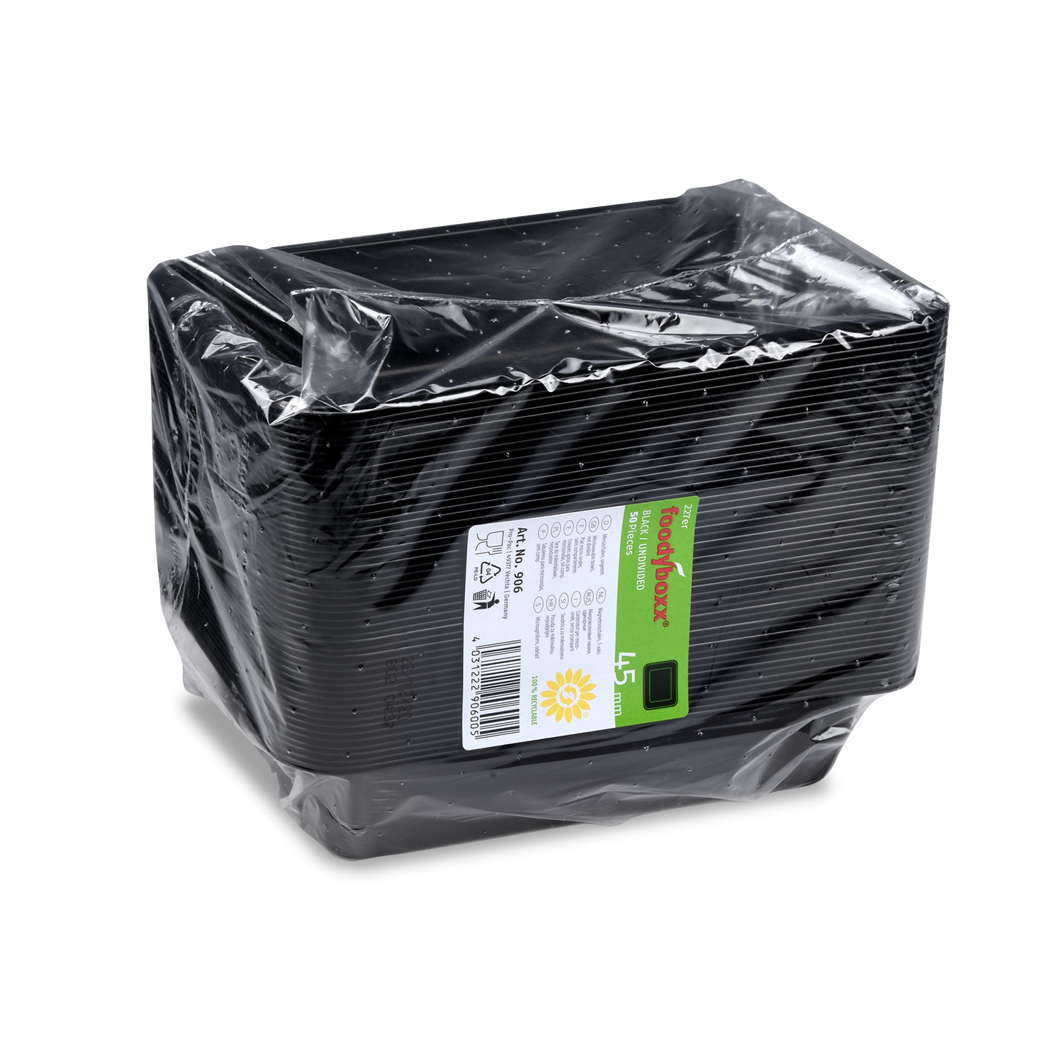 Menü-Schale (PP) extra-stabil ungeteilt schwarz 227 x 178 x 49 mm - 50 Stück