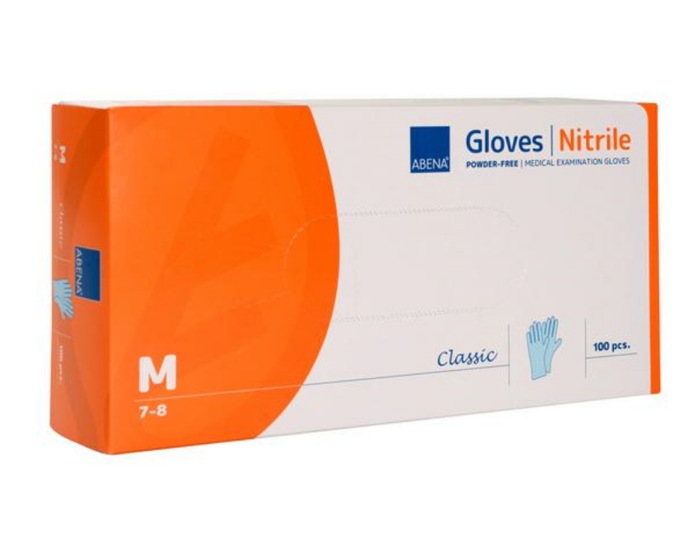 Abena Classic Einweghandschuhe Nitril, blau, puderfrei, unsteril, 240 mm, Gr. M 100 Stück