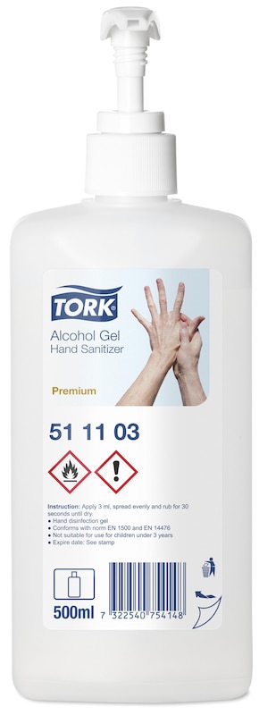 TORK 511103 Händedesinfektionsgel Transparent - Karton à 12 Pumpflaschen