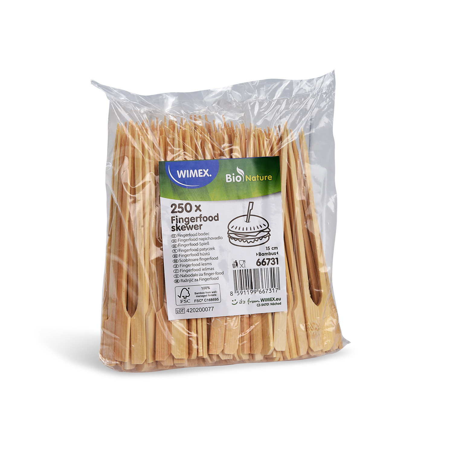 Fingerfood-Spiesse Bambus FSC 100% 15 cm, Packung mit 250 Stück