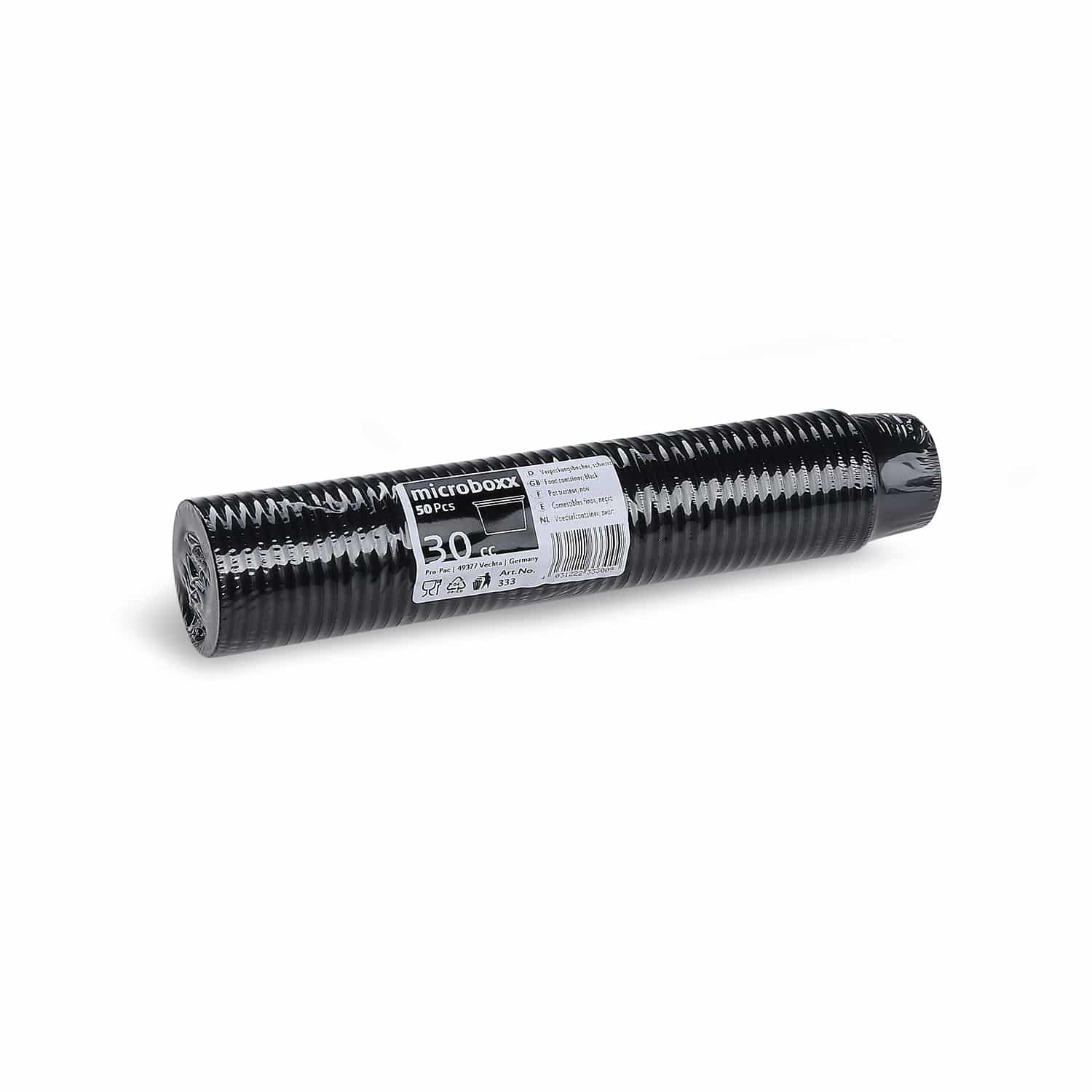 Dressingbecher PP Microboxx schwarz Ø 46 x 28 mm 30 ml, Packung mit 50 Stück