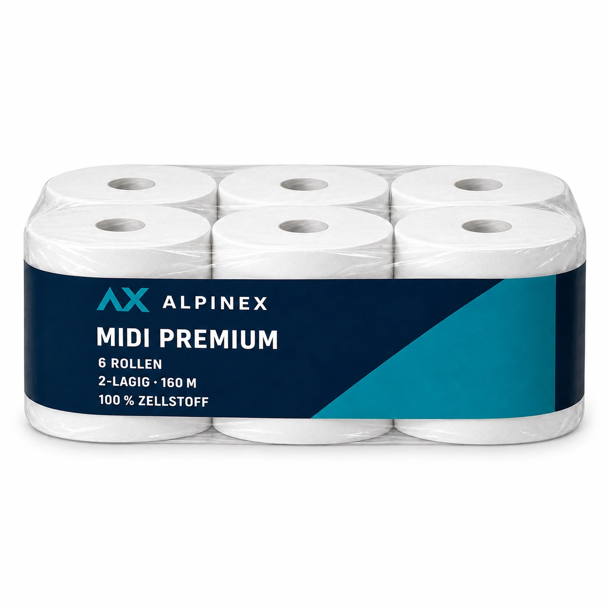 Handtuchrolle Midi 2-lagig 100% Zellstoff - 6 Rollen pro Pack