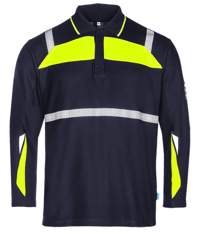 Poloshirt mit Störlichtbogenschutz SIOEN TELFS, dunkelblau/leuchtgelb