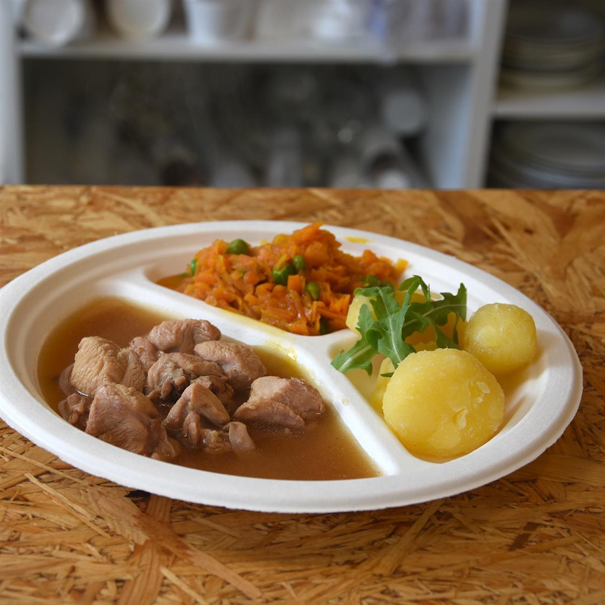 Teller Zuckerrohr-Bagasse 3-geteilt 26cm - 50 Stück