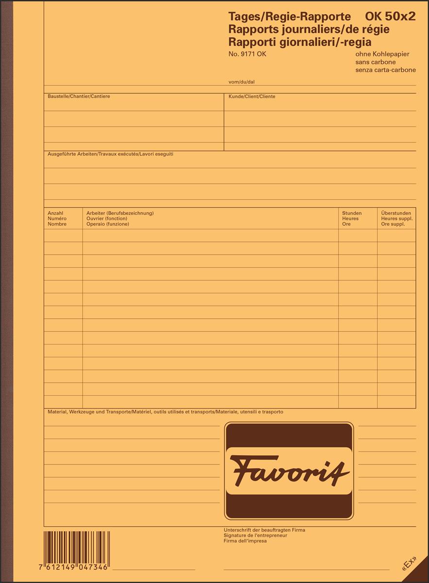 Regierapport D/F/I A4 OK weiss 50x2 Blatt FAVORIT 9171
