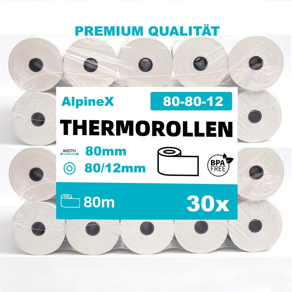 30x Thermo Bonrolle (PAP FSC Mix) 80/80/12 mm x 80m  - 6x5 Stück