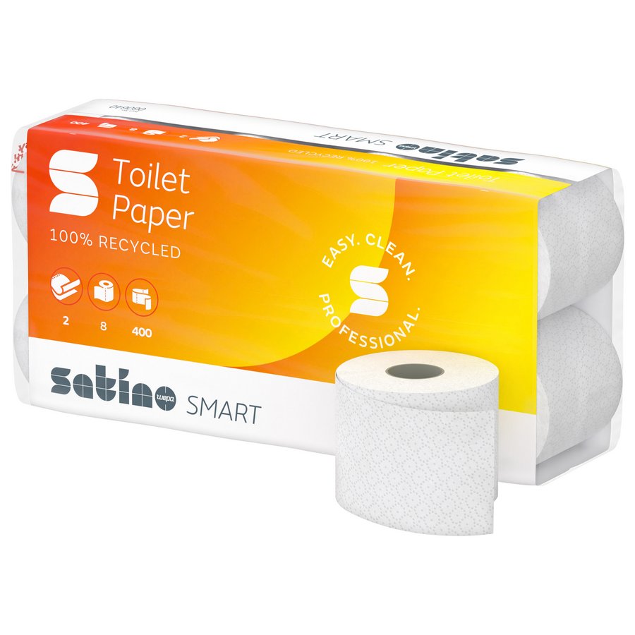 64x Satino Smart Toilettenpapier 2-lagig Weiss - 1 Sack à 8x8 Rollen