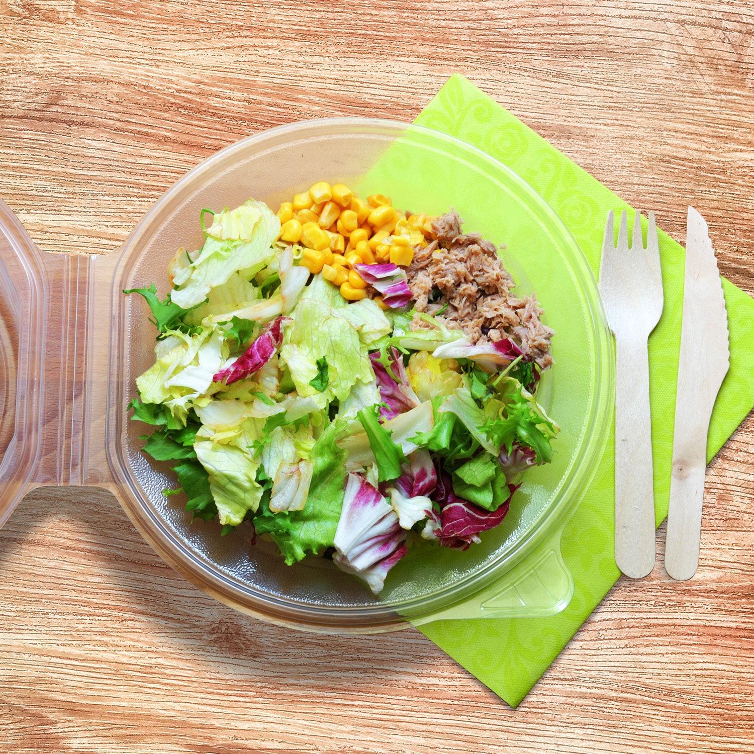 Salatschale (PP) mit Domdeckel klar 1700ml - 25 Stück