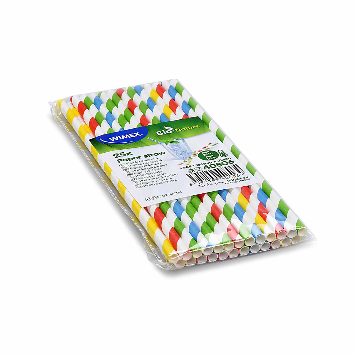 Papiertrinkhalm Spirale bunt gemischt 6mm x 20cm - 25 Stück