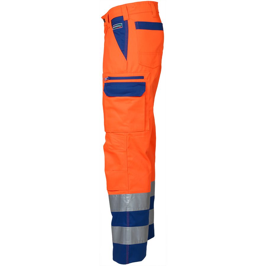 Warnschutz-Bundhose PROGRESSO REFLEX, leuchtorange/blau - Grösse 56
